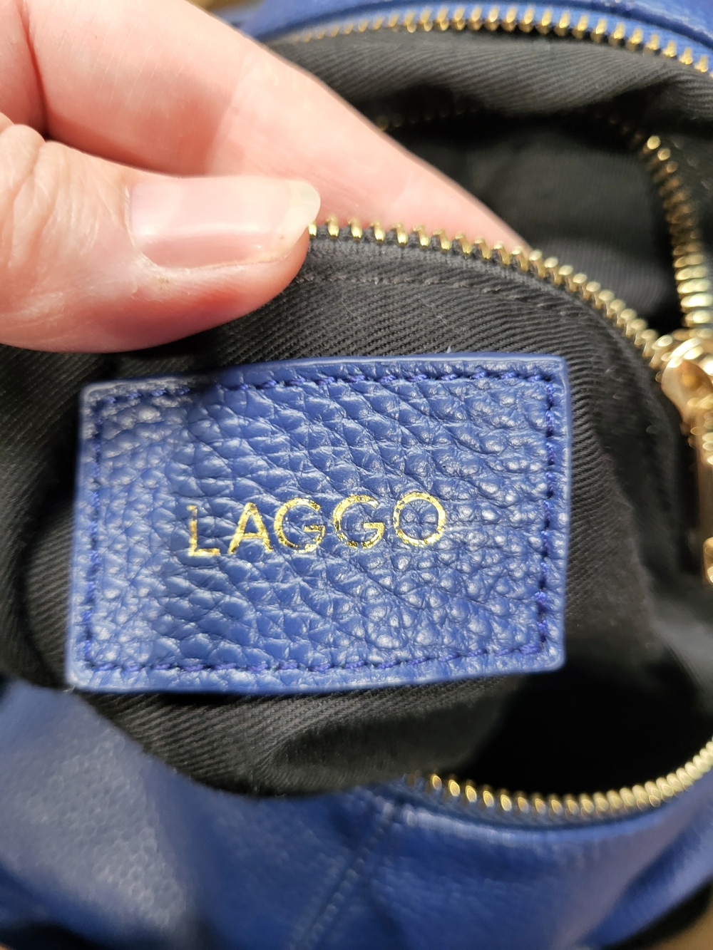 LAGGO Cobalt Blue Pebbled Leather Joyce Shoulder Bag - Picture 2 of 10
